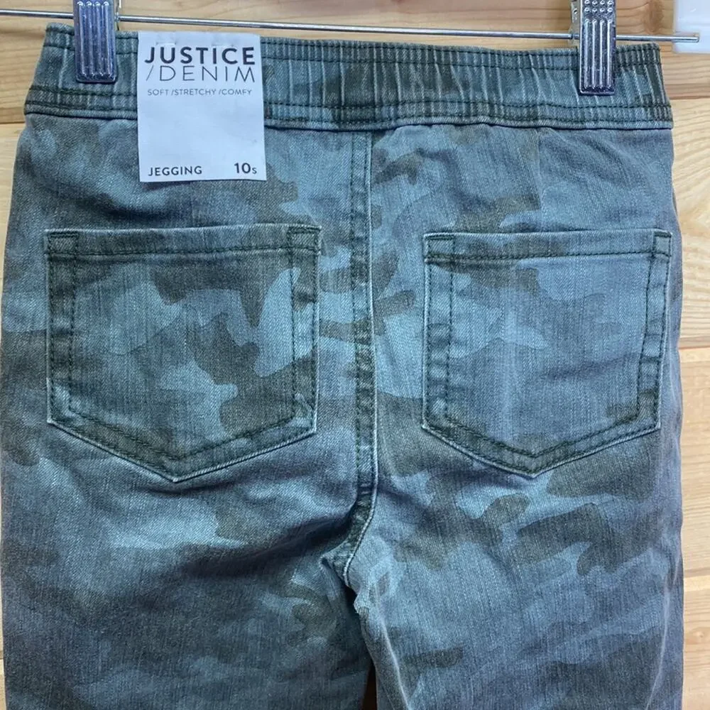 Justice Denim Soft Stretchy Comfy Camo Camouflage Jegging Jeans NWT 10S